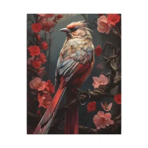 Crested Bird on Blossom Branch Canvas Print