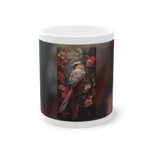 Crested Bird on Blossom Branch Mug