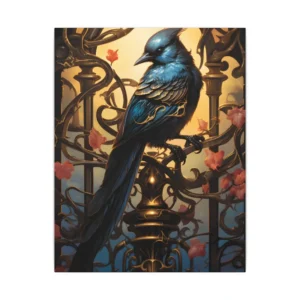 Gilded Blue Songbird Canvas Print