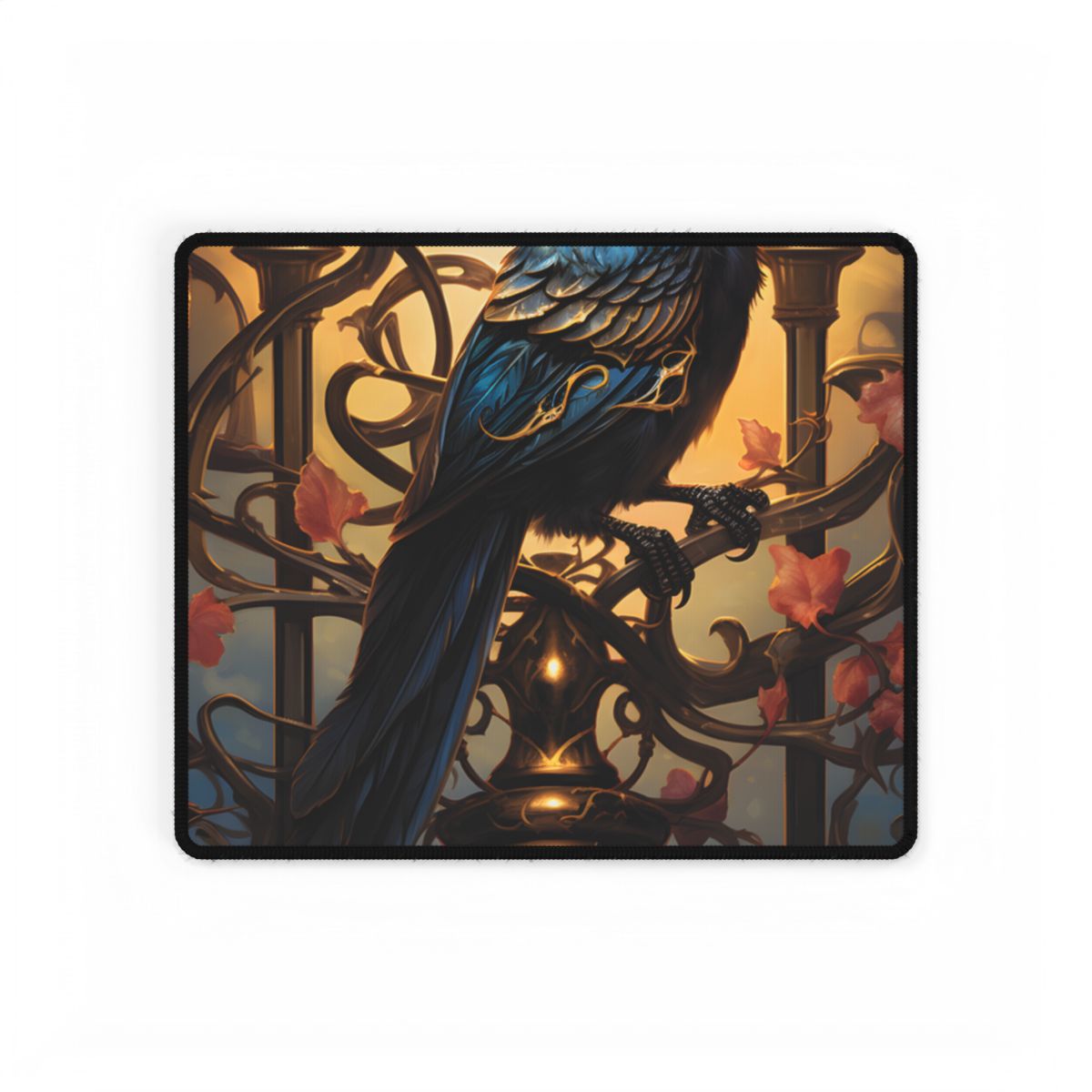 Songbird Guardian: Intense Portrait Digital Art - Desk Mat