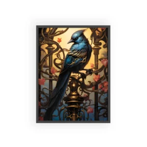 Gilded Blue Songbird Framed Poster