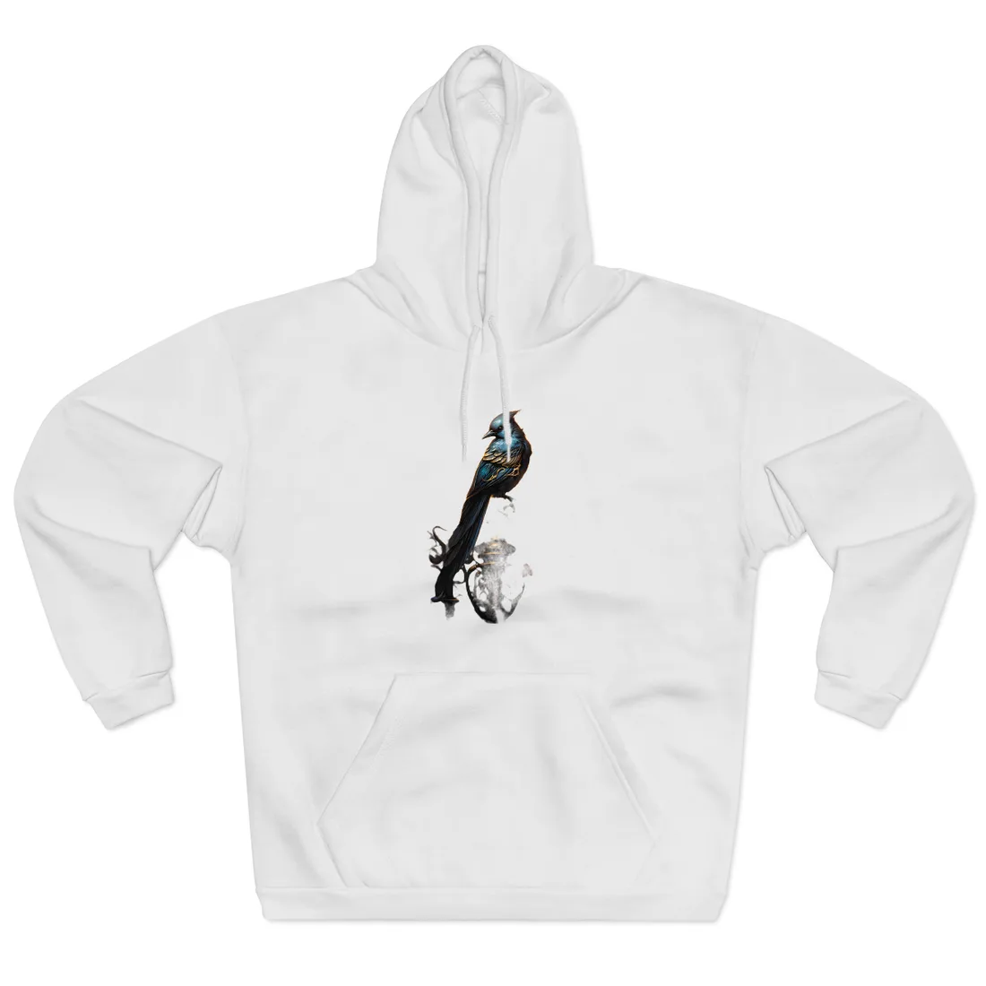 Songbird Guardian: Intense Portrait Digital Art - Hoodie (White)