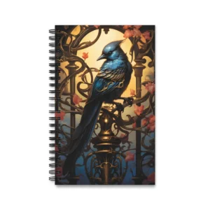 Gilded Blue Songbird Spiral Notebook