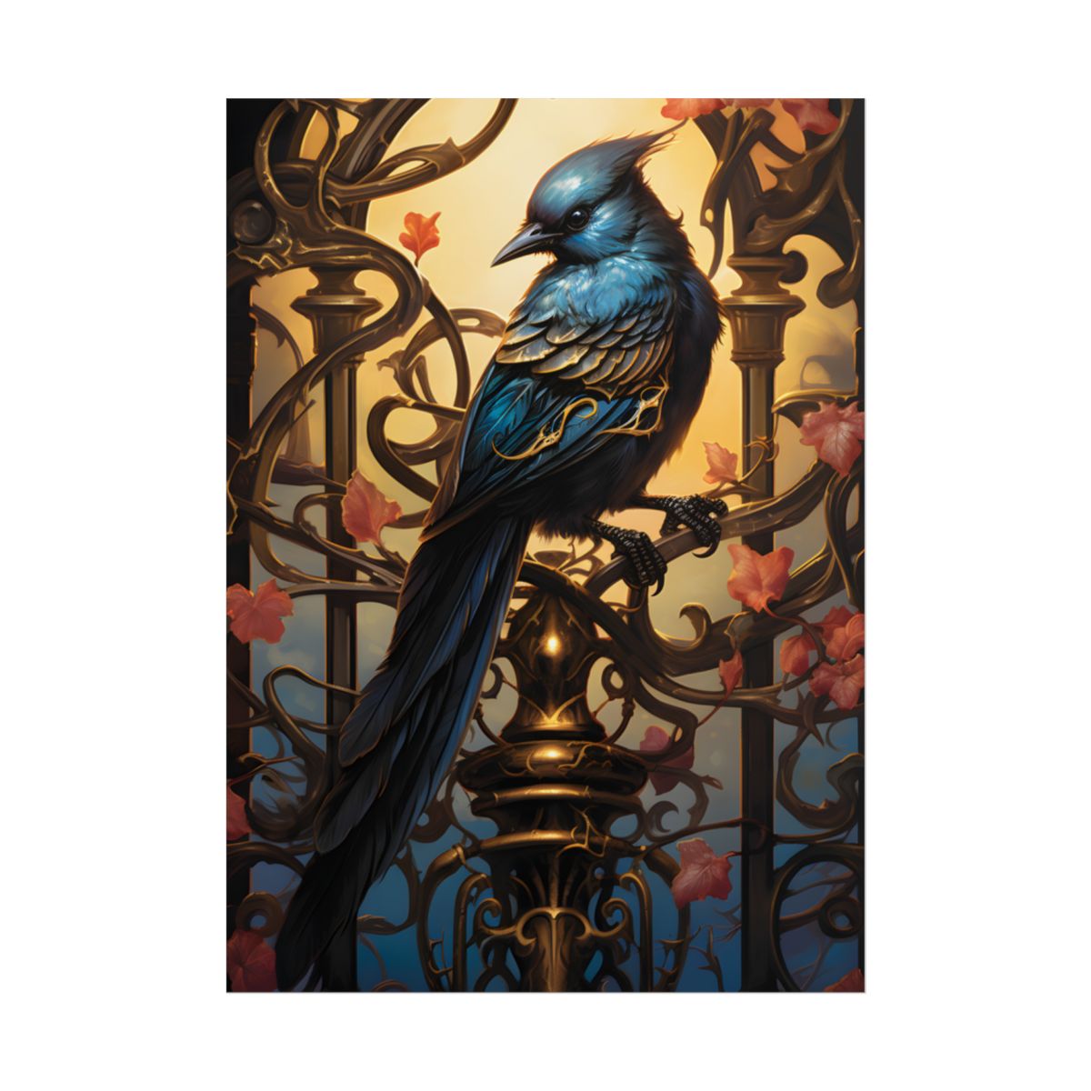 Songbird Guardian: Intense Portrait Digital Art - Poster