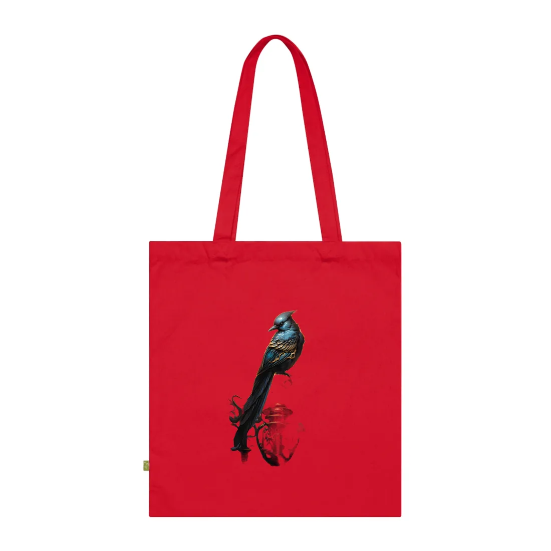 Songbird Guardian: Intense Portrait Digital Art - Tote Bag (Classic Red)