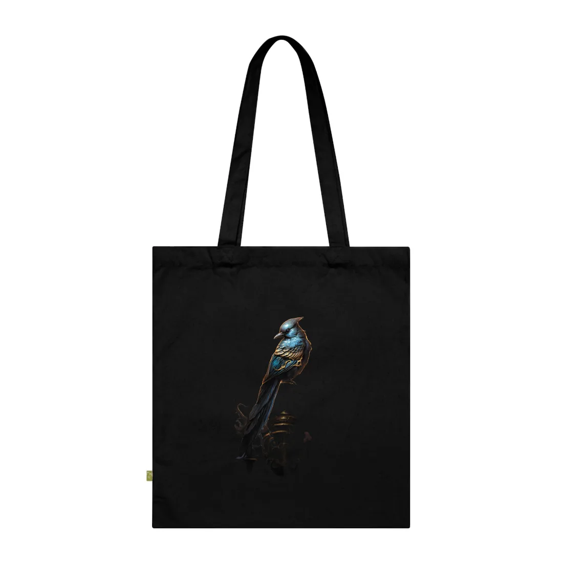 Songbird Guardian: Intense Portrait Digital Art - Tote Bag (Black)
