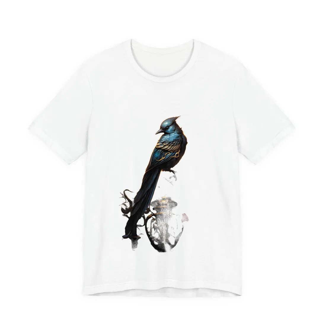 Songbird Guardian: Intense Portrait Digital Art - T-Shirt (White)