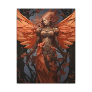 Winged Woman in Autumn Leaves Canvas Print