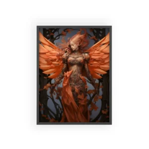 Winged Woman in Autumn Leaves Framed Poster