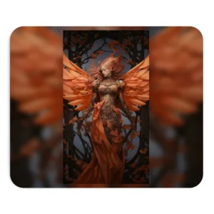 Winged Woman in Autumn Leaves Mouse Pad