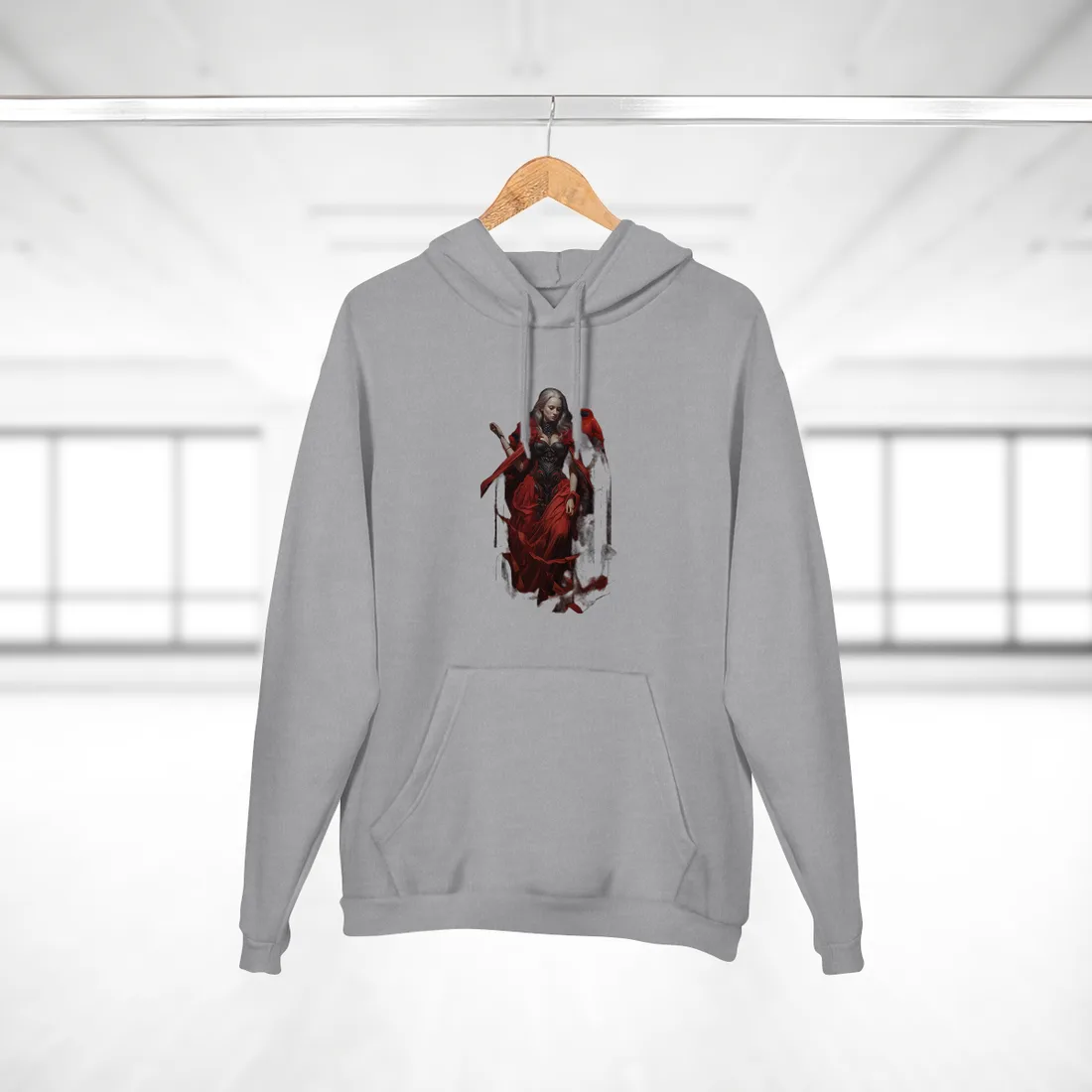 Songbird in Nature: Colorful Bird Perched on Nest Hoodie - Hoodie (Heather Grey)