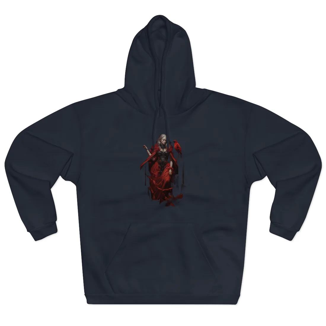 Songbird in Nature: Colorful Bird Perched on Nest Hoodie - Hoodie (Navy)