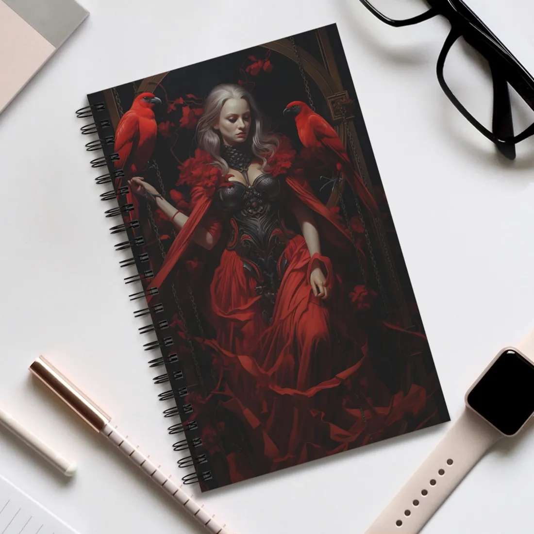 Songbird in Nature: Colorful Bird Perched on Nest - Spiral Notebook