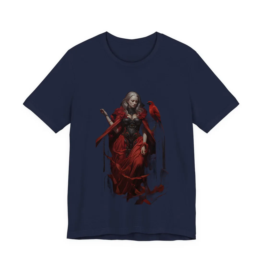 Songbird in Nature: Colorful Bird Perched on Nest T-Shirt - T-Shirt (Navy)