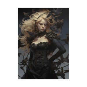 Woman Surrounded by Crows Poster