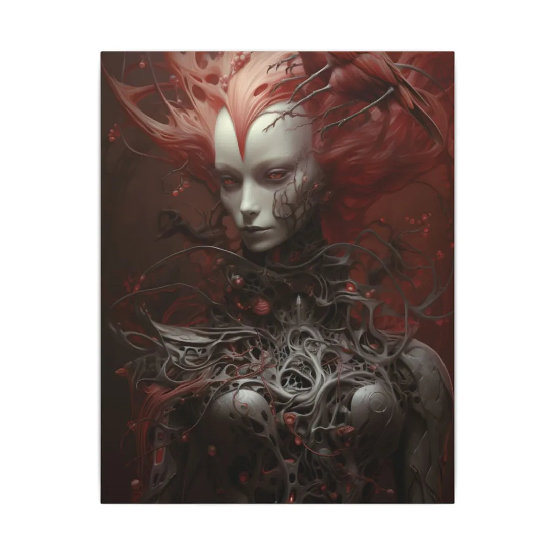 Songbird's Enigmatic Guardian: A Mysterious Statue (1964) - Canvas