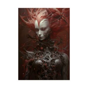 Woman with Red Bird Poster