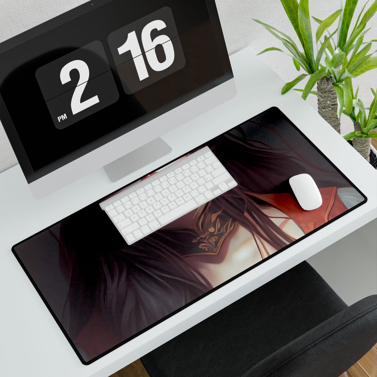Sophisticated Female Portrait: Brown Hair Artwork in Focus - Desk Mat