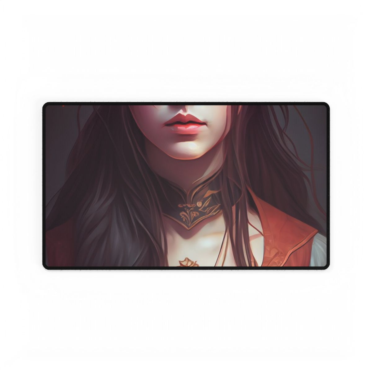 Sophisticated Female Portrait: Brown Hair Artwork in Focus - Desk Mat