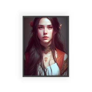 Portrait with Red Flowers Framed Poster