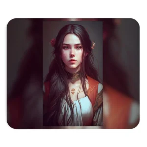 Portrait with Red Flowers Mouse Pad