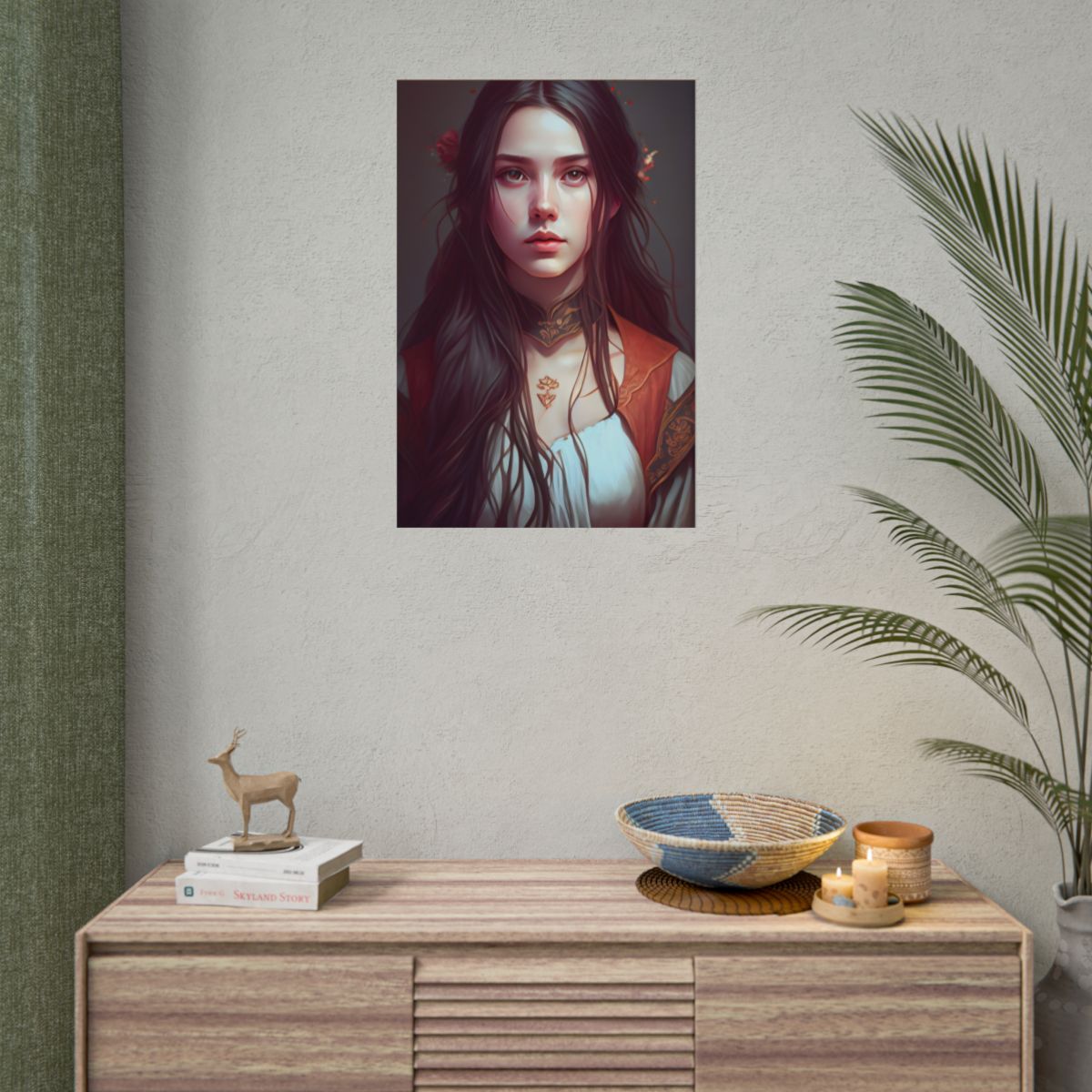 Sophisticated Female Portrait: Brown Hair Artwork in Focus - Poster
