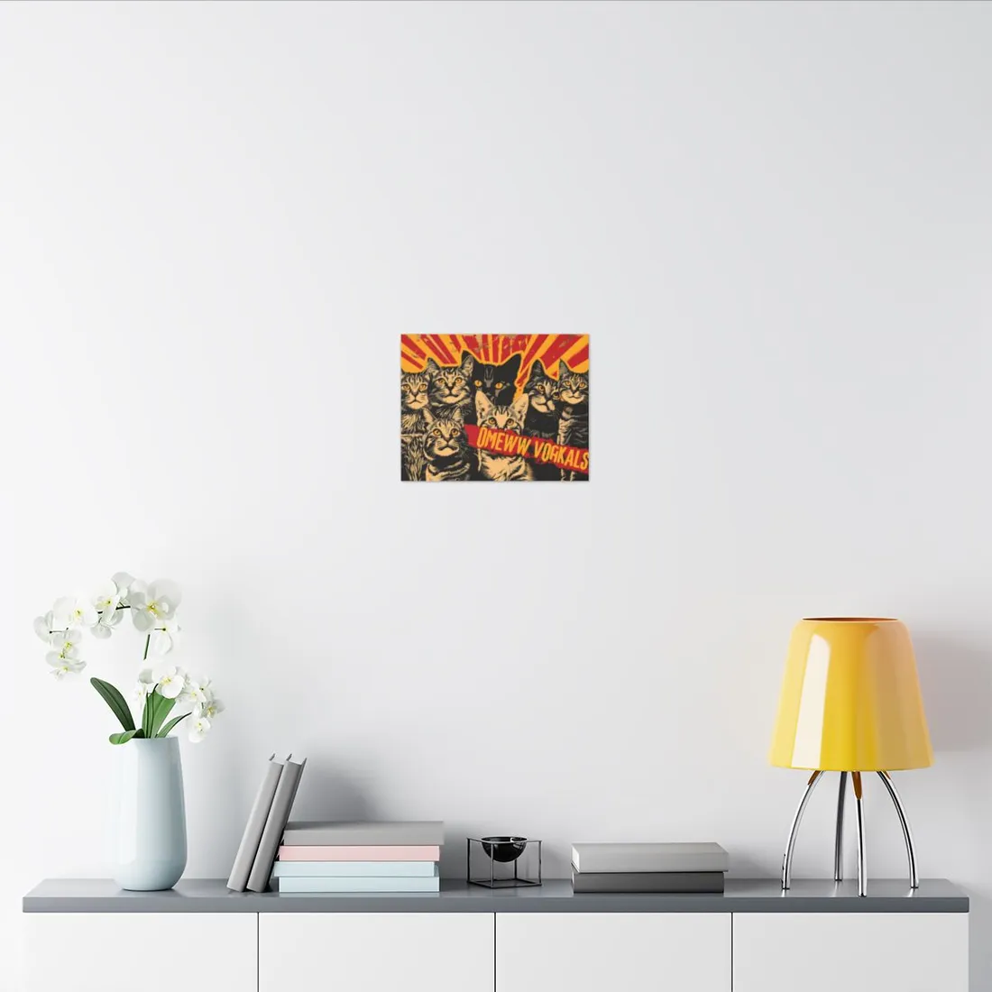 Soviet-Style Cats: Red Background Art Piece - Canvas