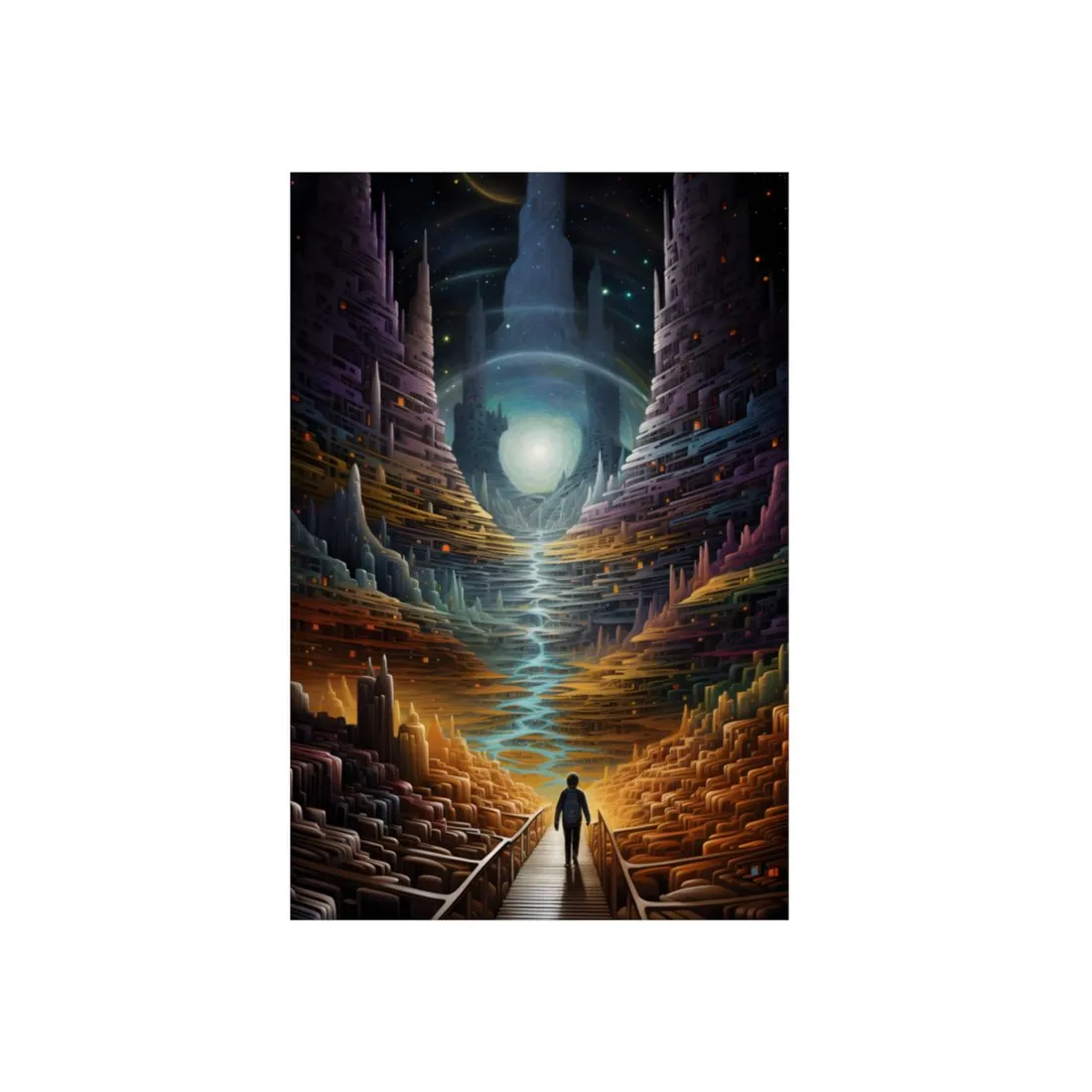 Space Explorer Journey: Astronaut in Cosmic Adventure - Metal Poster