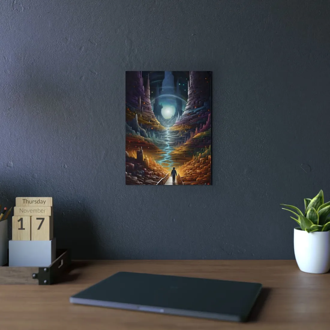 Space Explorer Journey: Astronaut in Cosmic Adventure - Metal Poster