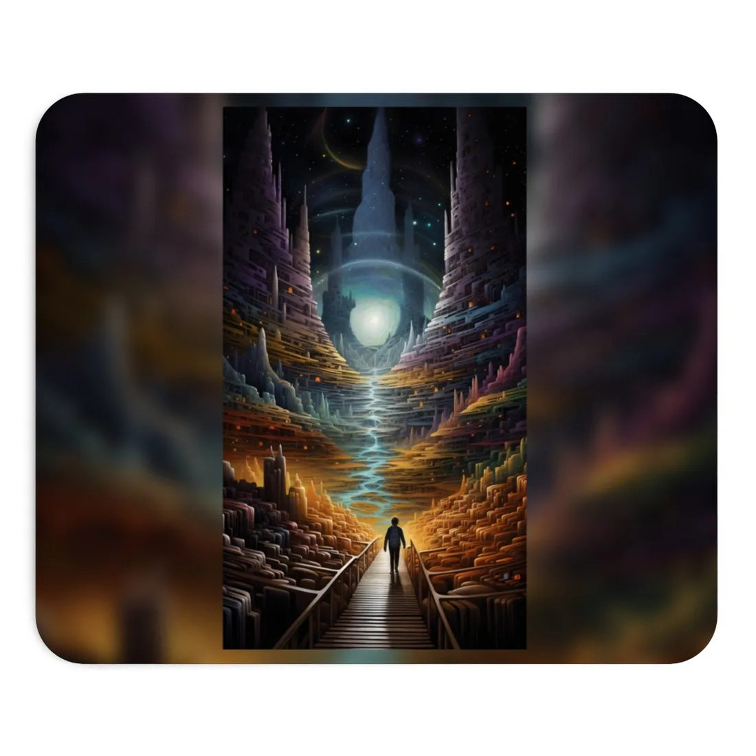 Space Explorer Journey: Astronaut in Cosmic Adventure - Mouse Pad