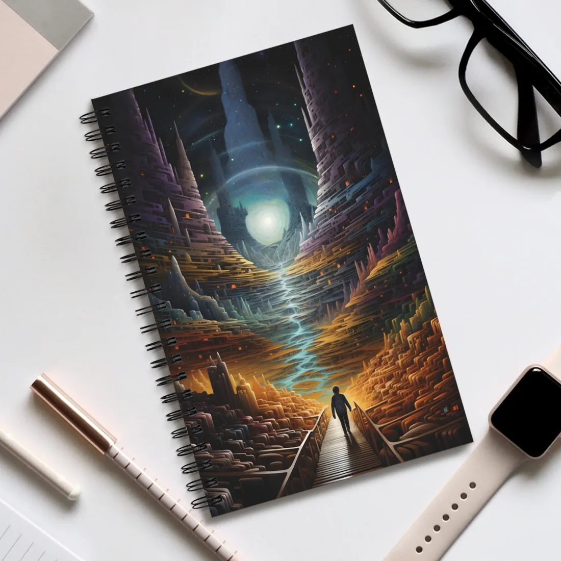 Space Explorer Journey: Astronaut in Cosmic Adventure - Spiral Notebook