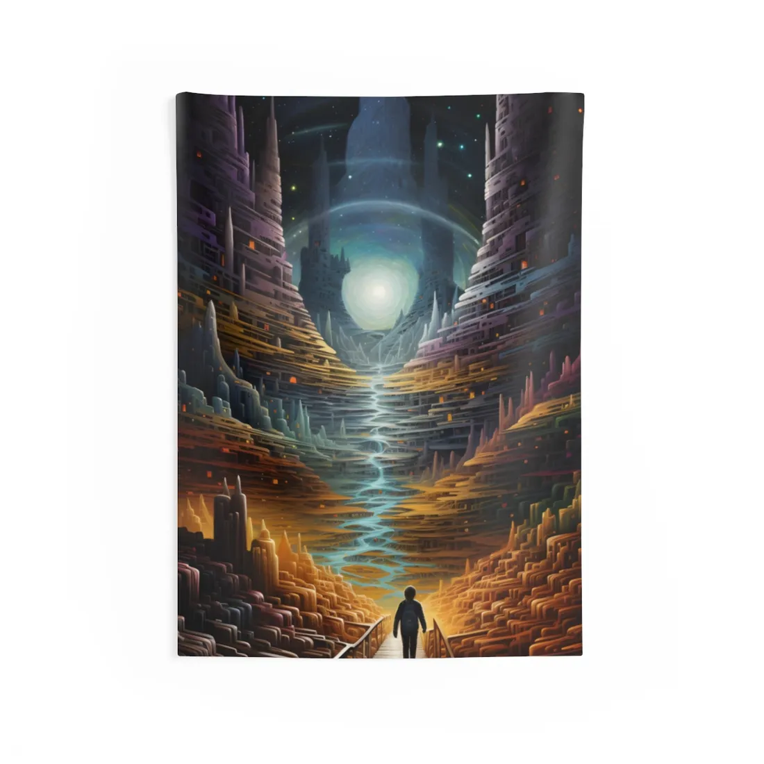Space Explorer Journey: Astronaut in Cosmic Adventure - Wall Tapestry