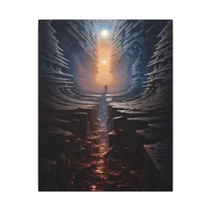 Figure Standing in Glowing Canyon Canvas Print