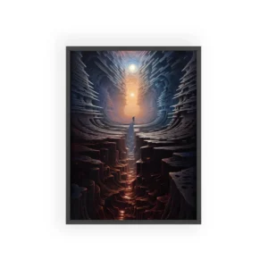 Figure Standing in Glowing Canyon Framed Poster
