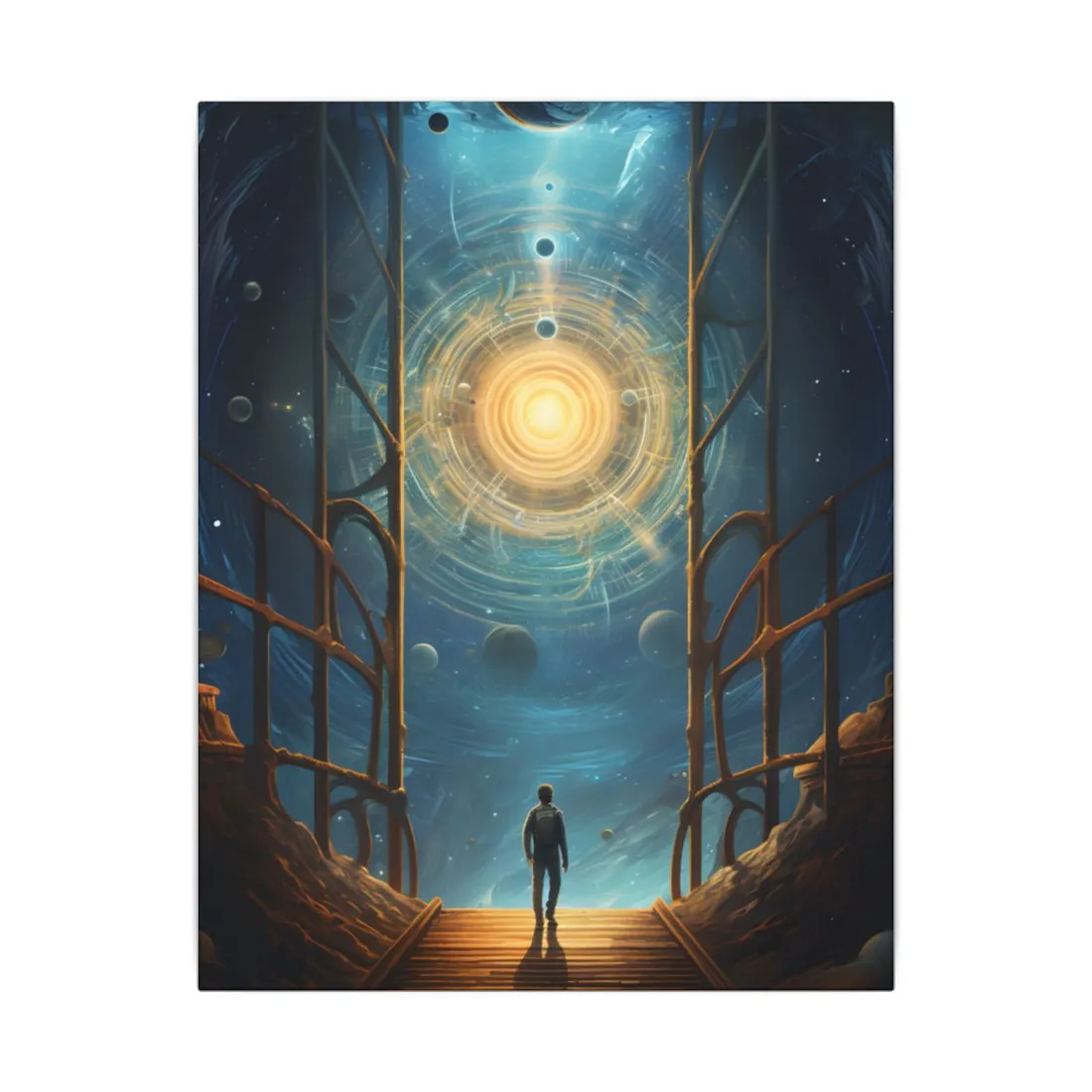 Space Explorer's Journey: Sleek Spacecraft in Stellar Odyssey - Canvas