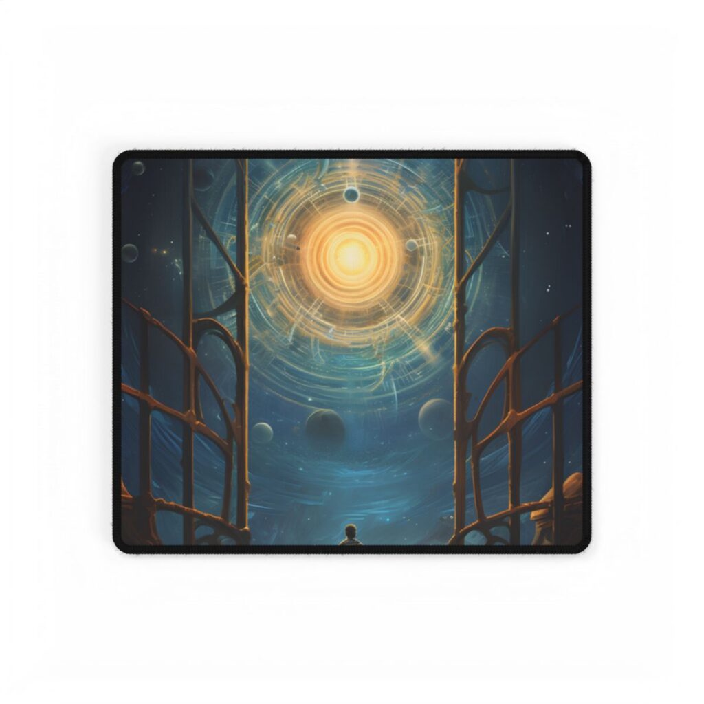 Space Explorer's Journey: Sleek Spacecraft in Stellar Odyssey - Desk Mat