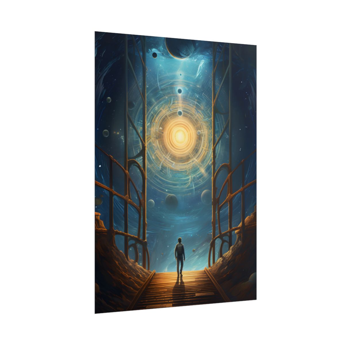 Space Explorer's Journey: Sleek Spacecraft in Stellar Odyssey - Poster