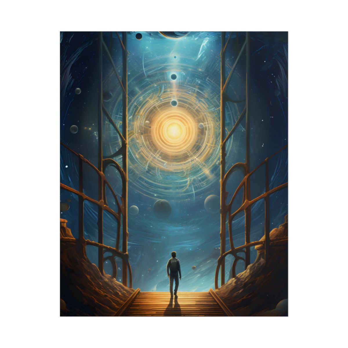 Space Explorer's Journey: Sleek Spacecraft in Stellar Odyssey - Poster