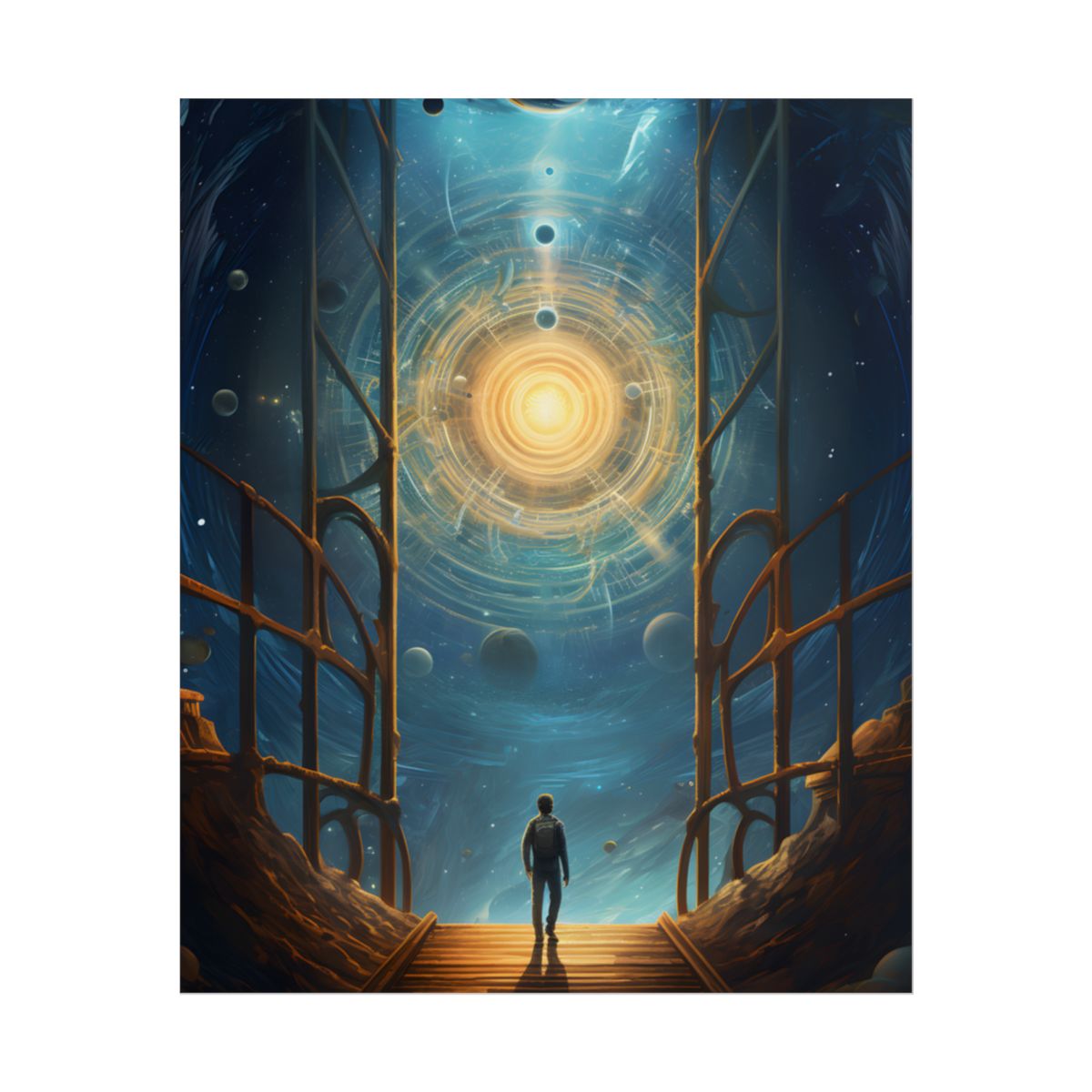 Space Explorer's Journey: Sleek Spacecraft in Stellar Odyssey - Poster