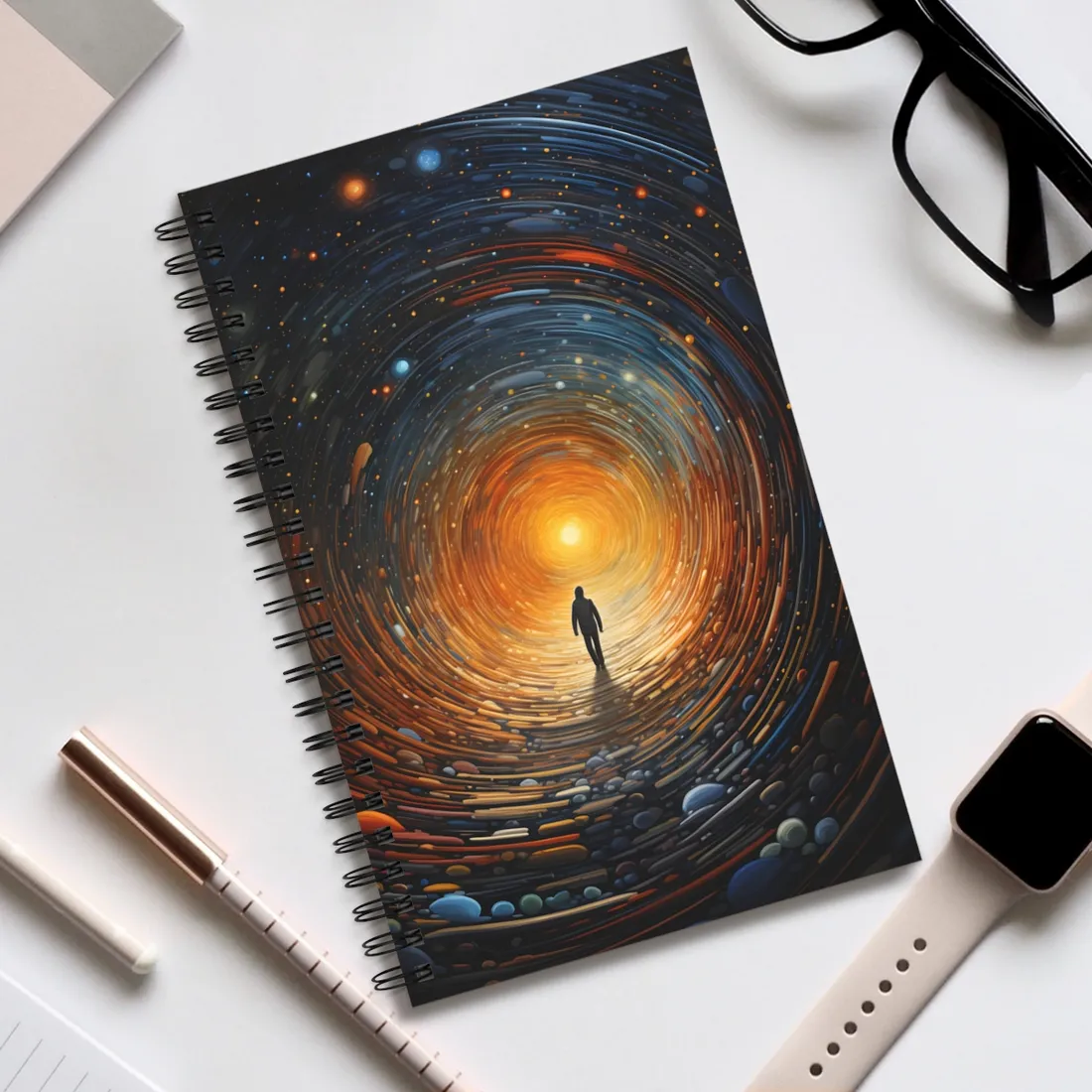 Space-Time Explorer: Intergalactic Adventure Digital Art - Spiral Notebook