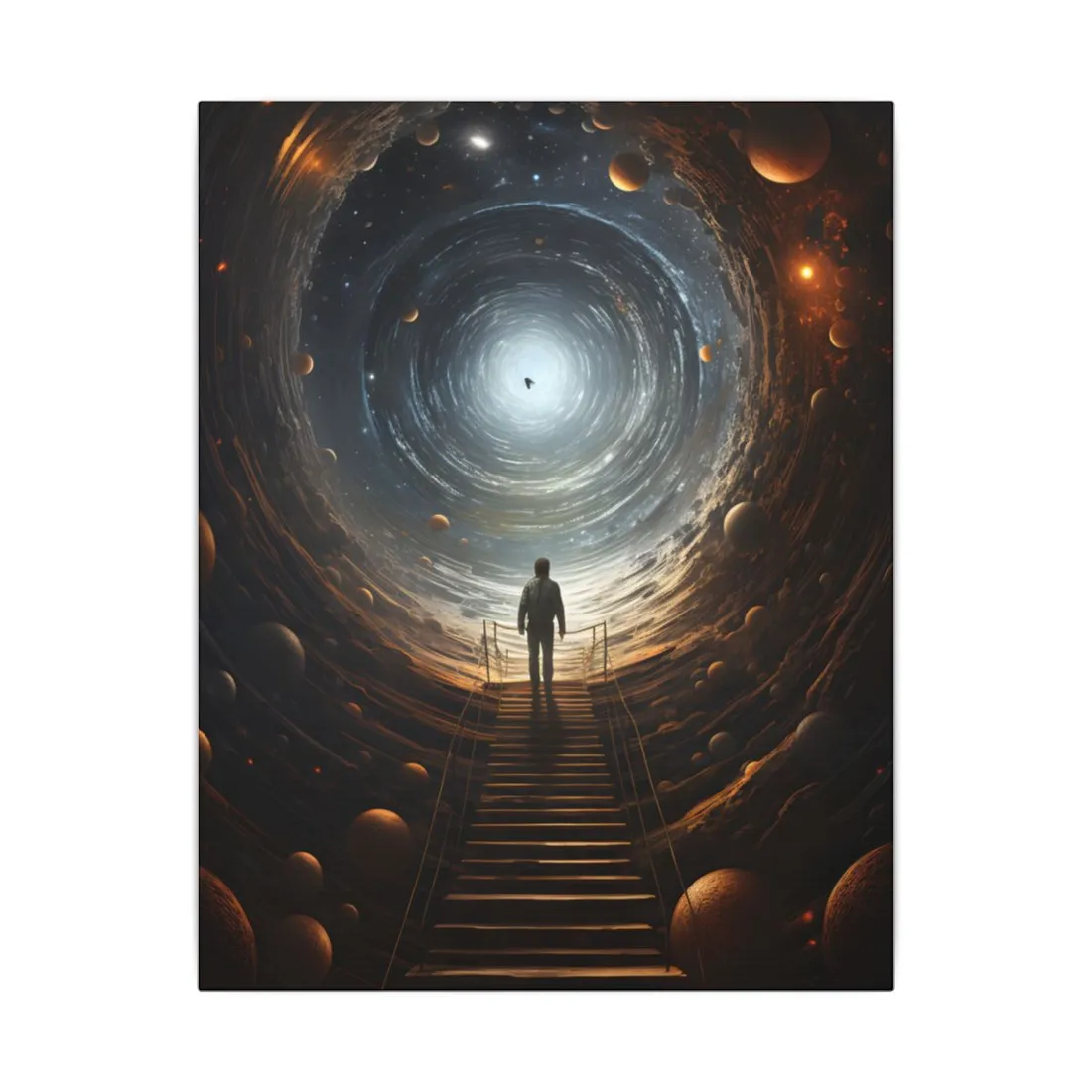 Space-Time Explorer: Intrepid Journey in Black and White - Canvas