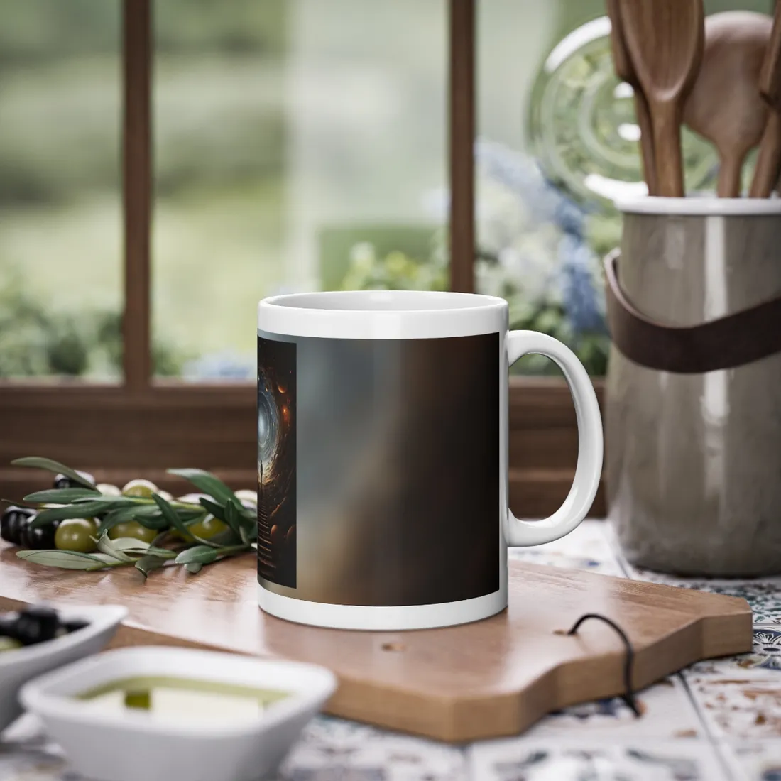Space-Time Explorer: Intrepid Journey in Black and White - Mug