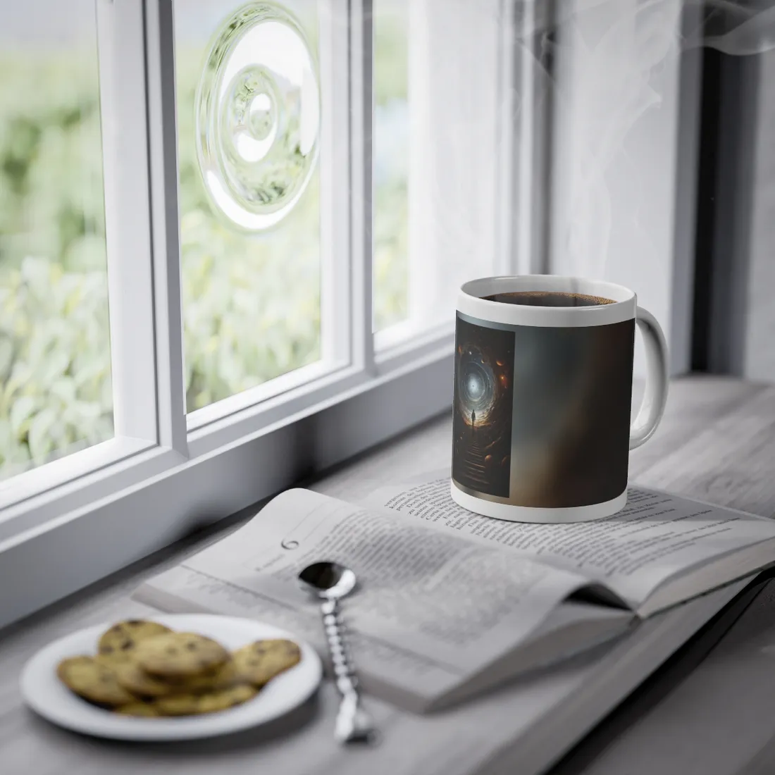 Space-Time Explorer: Intrepid Journey in Black and White - Mug