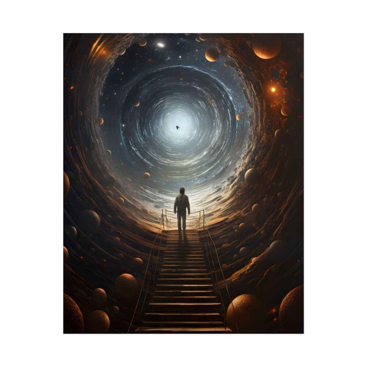 Space-Time Explorer: Intrepid Journey in Black and White - Poster