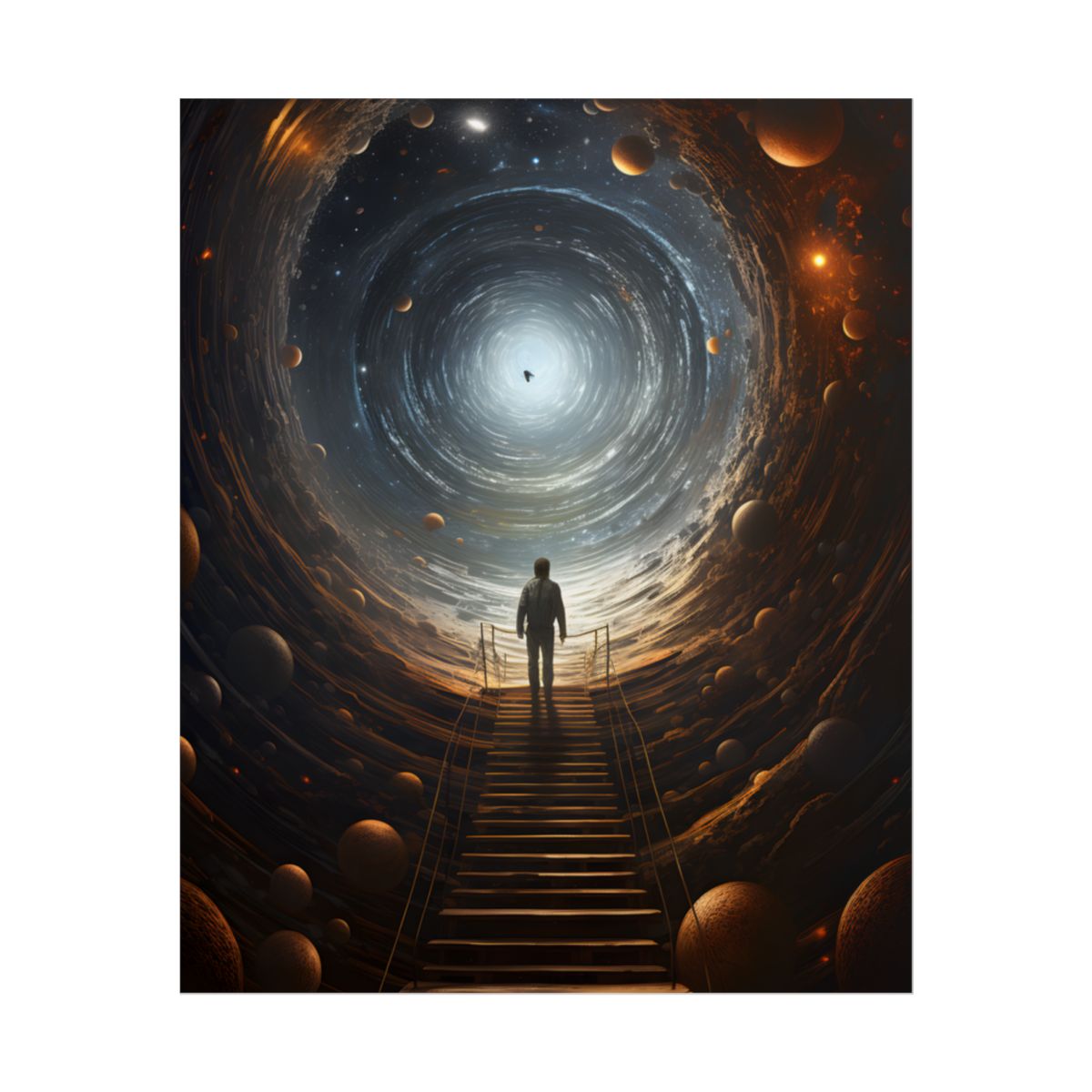 Space-Time Explorer: Intrepid Journey in Black and White - Poster