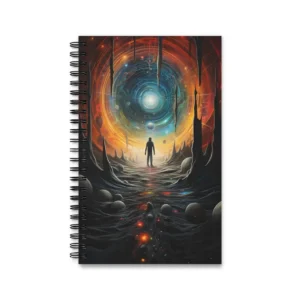 Figure Facing a Glowing Vortex Spiral Notebook