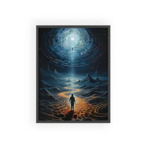 Figure on Glowing Path Framed Poster