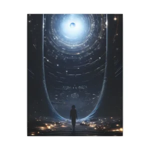 Figure Climbing Starry Staircase Canvas Print