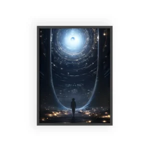 Figure Climbing Starry Staircase Framed Poster