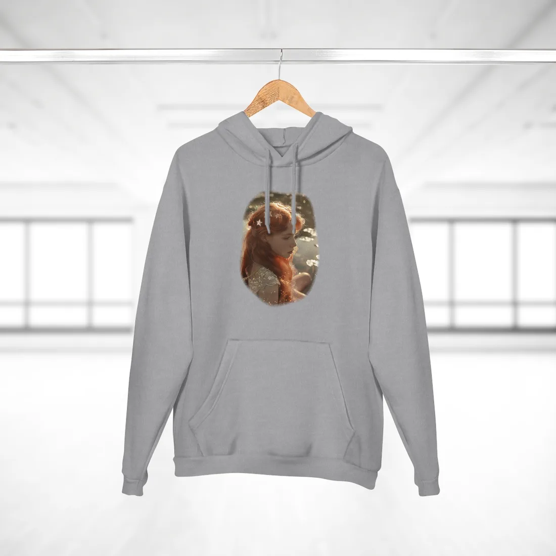 Sparkling Red Beauty: A Young Girl's Fiery Locks - Hoodie (Heather Grey)